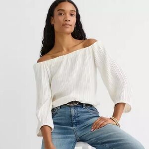 NEW! LOFT Pleated Off-the-shoulder blouse | “Whisper White” | Women’s Size M